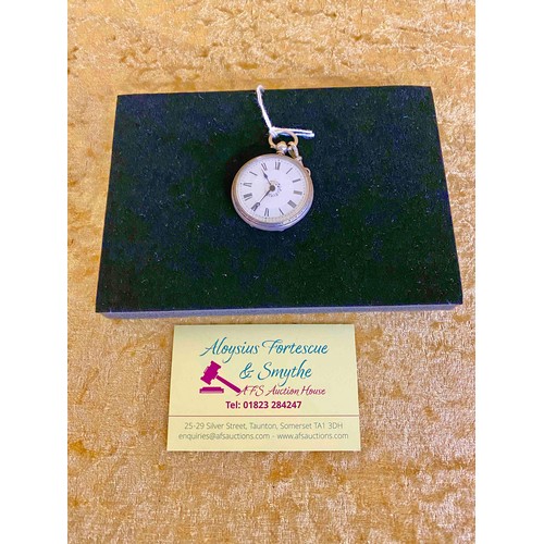 185 - Victorian 800 standard silver fob watch with enamel dial