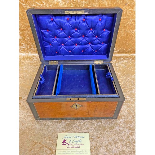 8 - A Jewellery casket with  brass carry handle to top and fitted interior