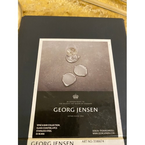 41 - Georg Jensen salad servers and a boxed set of six coasters