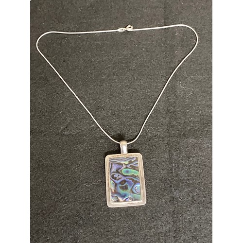 15 - Silver and Paua shell pendant on chain