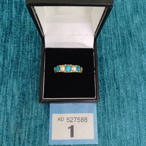 1 - 18ct Yellow Gold Georgian Ring
- Perl, Turquoise, Diamond Gallery
- 5.5g circa 1820