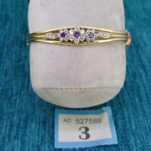 3 - 1/20th 10ct Rolled Gold Bangle
- Purple and White Stone Set
- circa 1960's