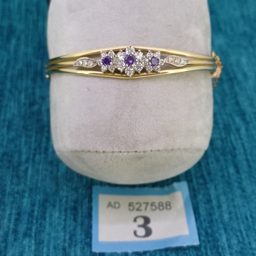 3 - 1/20th 10ct Rolled Gold Bangle
- Purple and White Stone Set
- circa 1960's