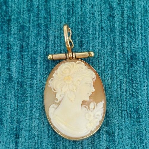 7 - 9ct Yellow Gold T Bar Cameo Pendant
- circa 1930's
- 5.5g