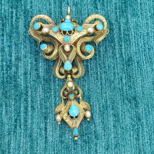 13 - Turquoise Pin Brooch
- 9ct Yellow Gold
- Late Georgian / Early Victoria Sea Peal