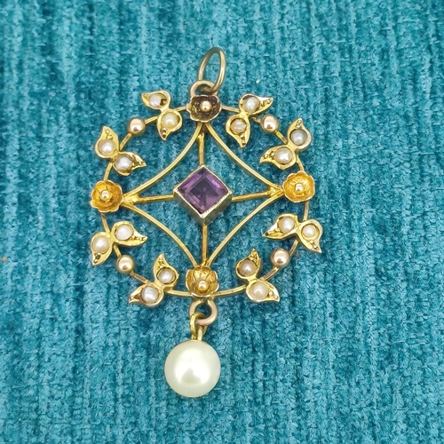 26 - Edwardian Sea Pearl & Amethyst Pendant
- 9ct Gold
- 3.1g