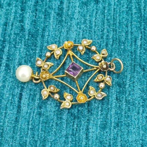 26 - Edwardian Sea Pearl & Amethyst Pendant
- 9ct Gold
- 3.1g