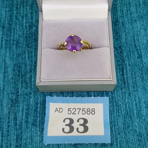 33 - Amethyst Solitaire Ladies Ring
- 1960's
14 ct Gold
- 3.6g