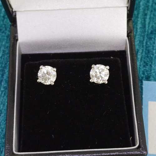 41 - Platinum Diamond Solitaire Earrings (Lab)
- 2ct total