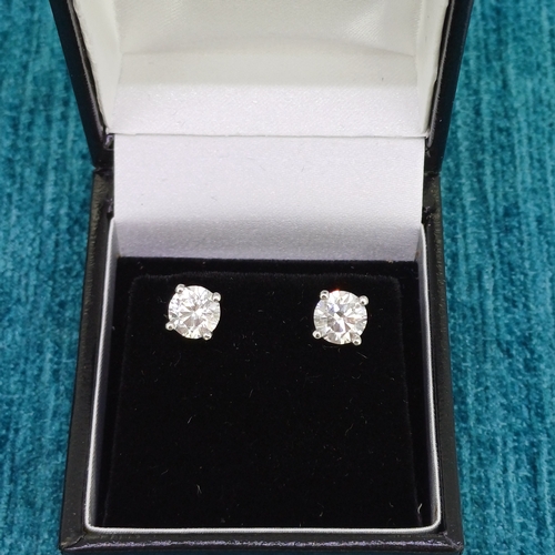 41 - Platinum Diamond Solitaire Earrings (Lab)
- 2ct total