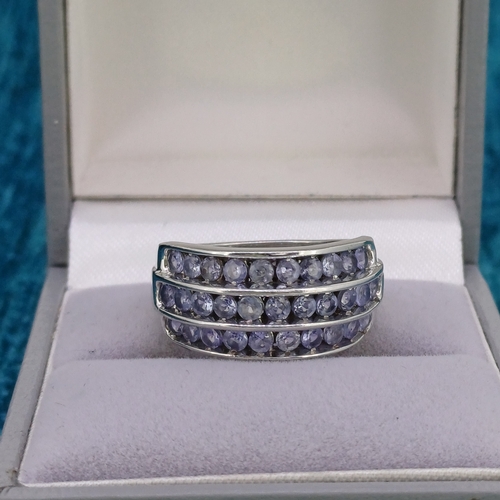 42 - Ladies Tanzanite Three Row Ring
- 9ct White Gold
- 4.3g