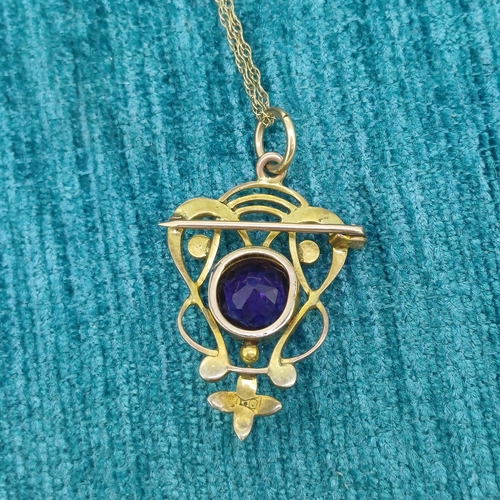 45 - Edwardian Pendant on gold chain
- Amethyst & Sea Pearl 
- 3.4g