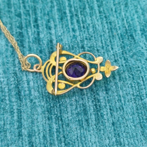 45 - Edwardian Pendant on gold chain
- Amethyst & Sea Pearl 
- 3.4g