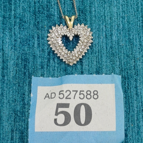 50 - 14ct Gold Heart Pendant (with silver chain)
- 5.3g