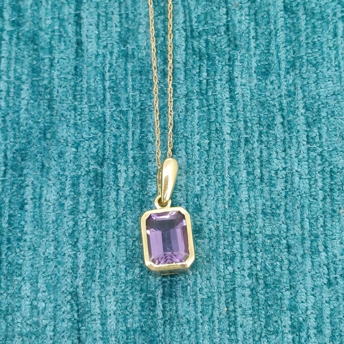 52 - Amethyst Solitaire Pendant on Chain
- 9ct Gold
- 1.6g