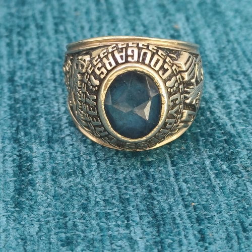 61 - Graduation Ring
- Blue Stone
- 10ct Yellow Gold
- 13.8g