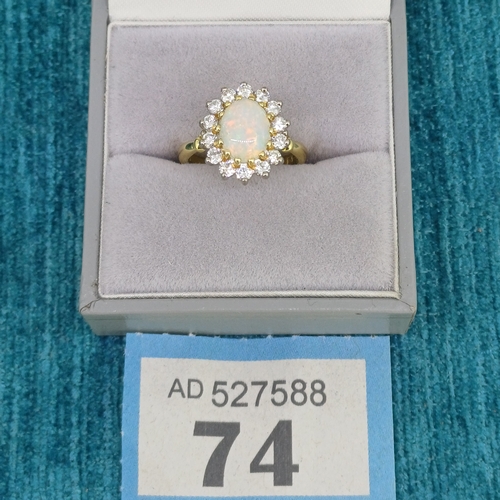 74 - Ladies Opal and Diamond Ring
- 18ct Gold
- approx 65 points
- 4.9g