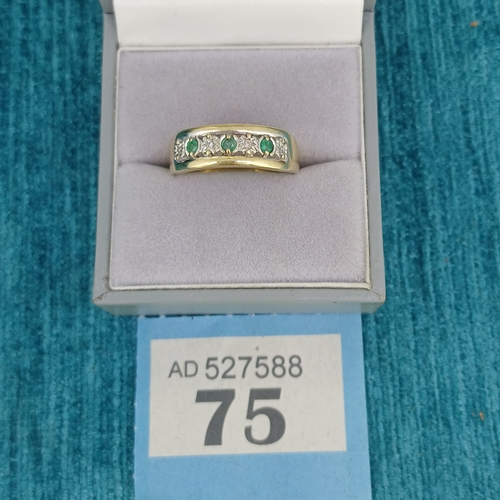 75 - Ladies Emerald & Diamond 7 Stone Ring
- 9ct
- 3.3g