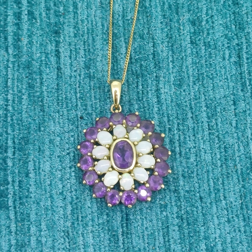 76 - Opal and Amethyst Cluster Pendant and Chain
- 9ct Gold
- 4.5g