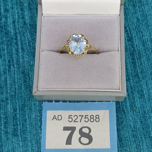 78 - 9ct Gold Blue Topaz Ring
- 2.2g