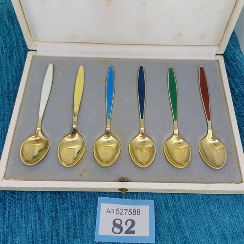 82 - Georg Jenson Silver and Enamel Spoon Set