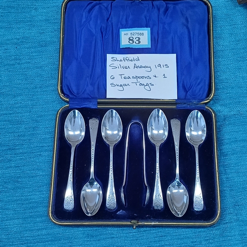 83 - Silver Teaspoon and Sugar Tong Set - 1915
- 121.3g