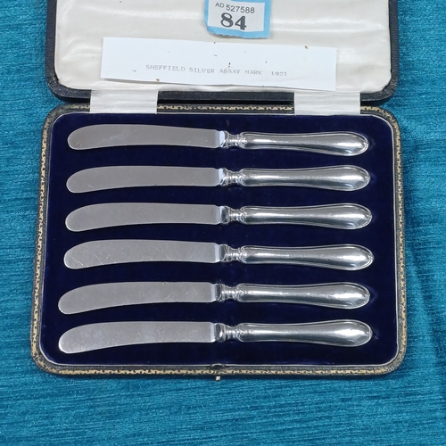 84 - Sterling Silver Handles set of 6 knives dated 1921