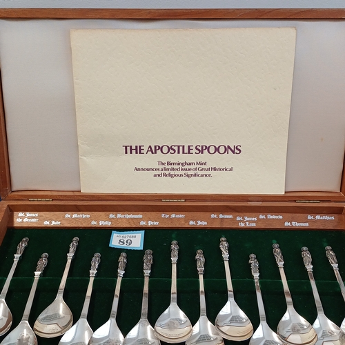 89 - Sterling Silver Apostle Spoon Set in case with information
Weighs 447g