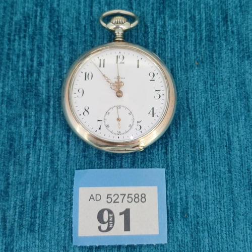 91 - Silver Omega Olympic 800 Pocket Watch