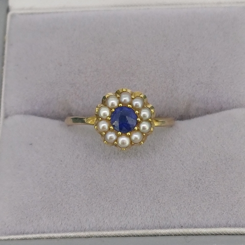 95 - Ladies Sapphire and Pearl Ring
- 18ct Gold
-