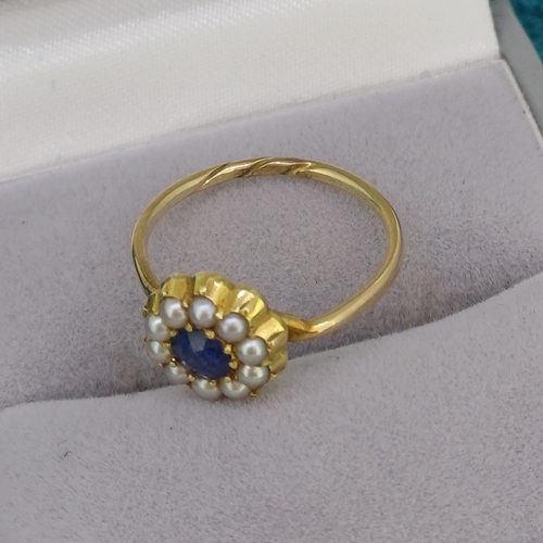 95 - Ladies Sapphire and Pearl Ring
- 18ct Gold
-