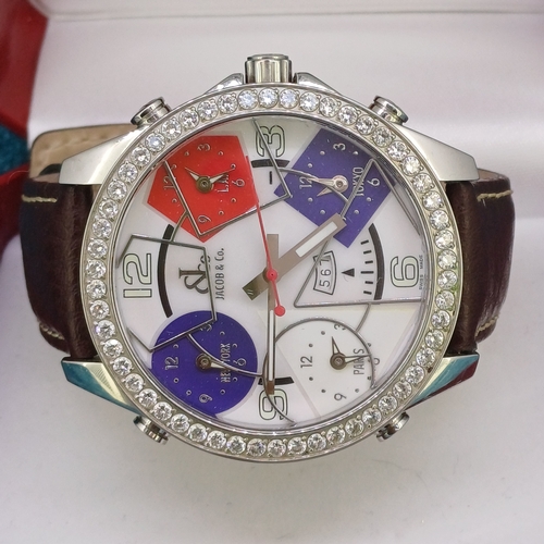 105 - Jacob & Co Diamond Bezel 5 time zone watch
Circa 2000