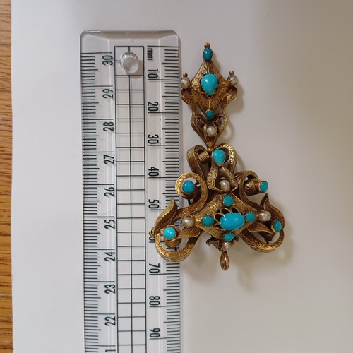 13 - Turquoise Pin Brooch
- 9ct Yellow Gold
- Late Georgian / Early Victoria Sea Peal