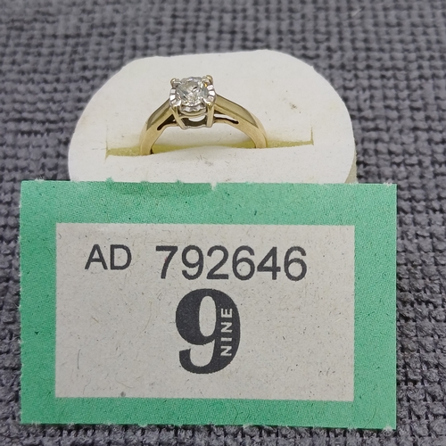 9 - Diamond Solitaire Ring
- 9ct Gold
Size: C and 1/2