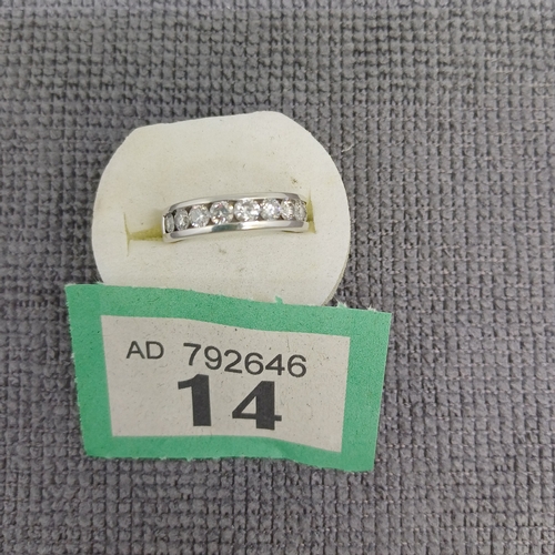 14 - Diamond Ring
- 1.00ct total
- 4.29g
Size: K
- 18ct