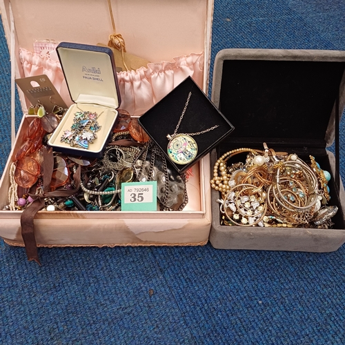 35 - Two boxes of Costume Jewellery