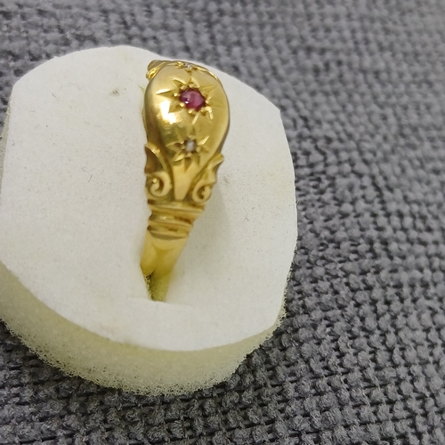 51 - Victorian Inset Ruby and Diamond Dress/Signet Ring
- 18ct
Size: R
- 3 g