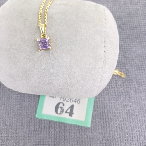 64 - Amethyst Pendant and Chain.
- 3.3 g