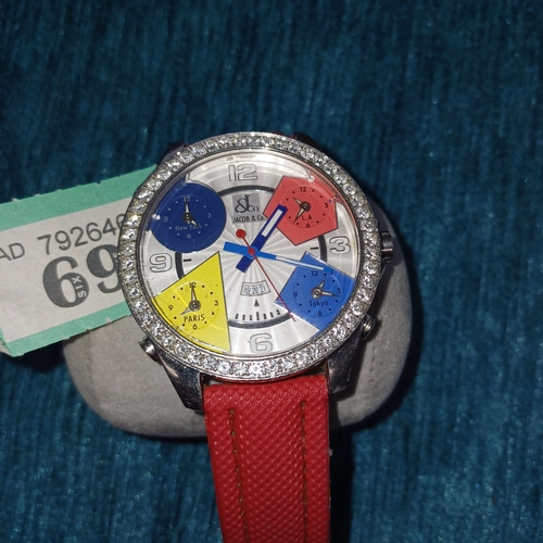 69 - A beautiful Jacob & Company Watch.  With Five Time Zones. Diamond Bezel. This very colourful make a ... 