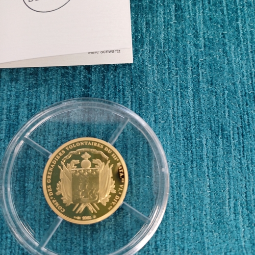 74 - Two Beautiful Proof and Boxed 24ct Gold French Coins.  Each weighing 1/4 oz as shown in the photo