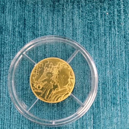 74 - Two Beautiful Proof and Boxed 24ct Gold French Coins.  Each weighing 1/4 oz as shown in the photo