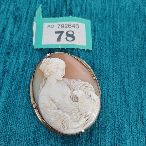 78 - Stunning Well Carved Cameo Brooch.  Needs to be fully appreciated