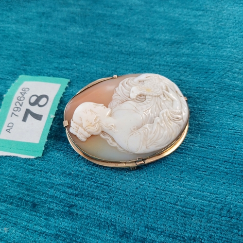 78 - Stunning Well Carved Cameo Brooch.  Needs to be fully appreciated