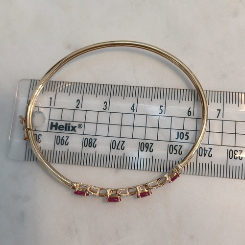 89 - Ruby and Diamond 9ct Gold Bangle