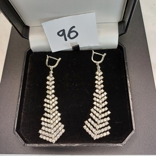 96 - Stunning Pair of Diamond Drop Earrings set in 18ct White Gold with approximate Diamond weight of 4.0... 