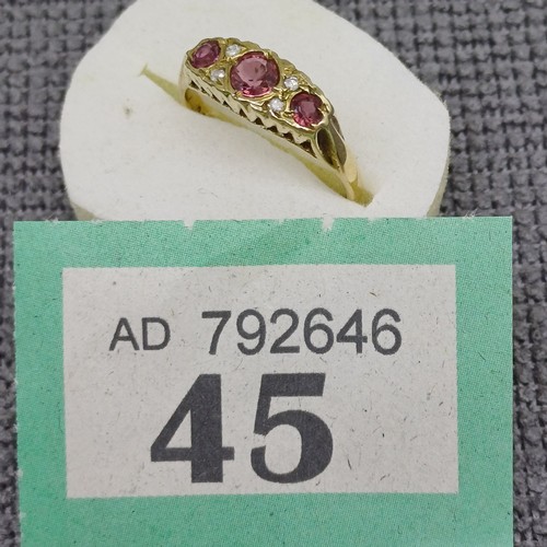 45 - Ruby and Diamond Ring. Very pretty shank
Size: N 1/2