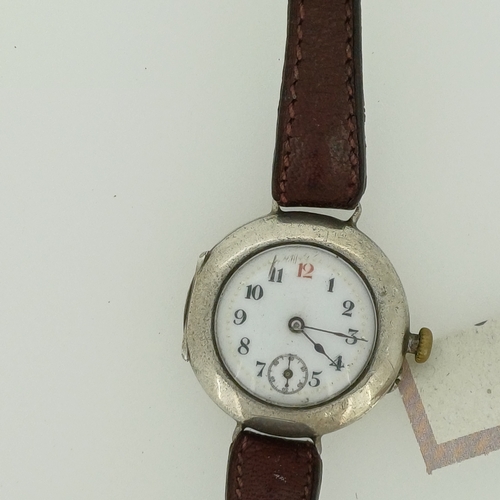 2 - A Silver Ladies Watch with leather strap
- circa 1920's