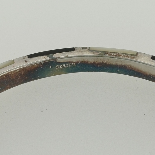 9 - Silver Bangle with Mother of Perl and Onyx inlay
- weight 10 g