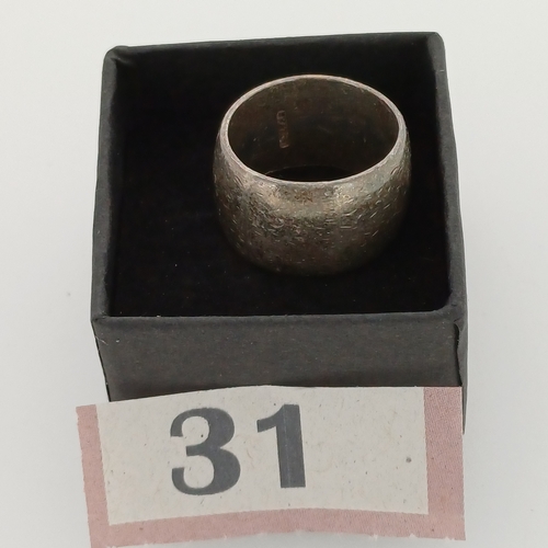 31 - Heavy Silver Band Ring
- circa 1970's
- Size N
- weight 12.3 g