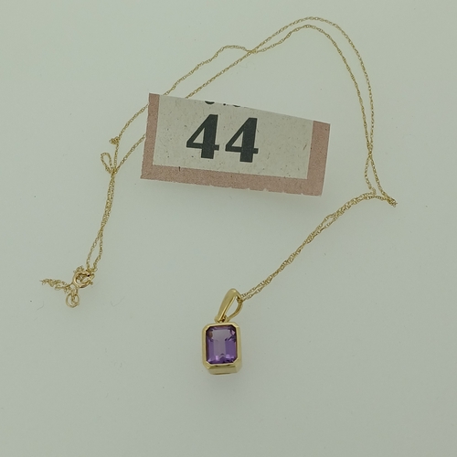 44 - A delicate Amethyst Pendant on a fine chain to complement the pendant.
- 9 ct Gold Pendant setting a... 